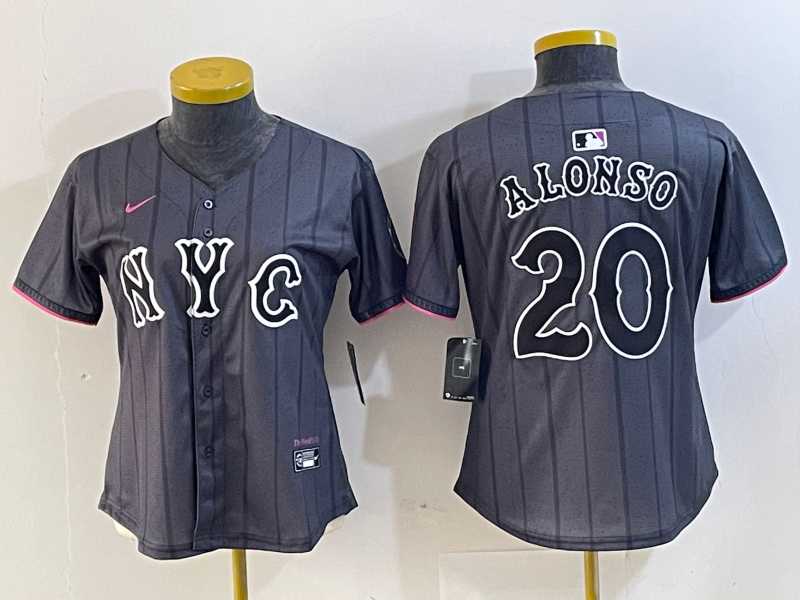 Women%27s New York Mets #20 Pete Alonso Grey 2024 City Connect Cool Base Stitched Jersey->mlb womens jerseys->MLB Jersey